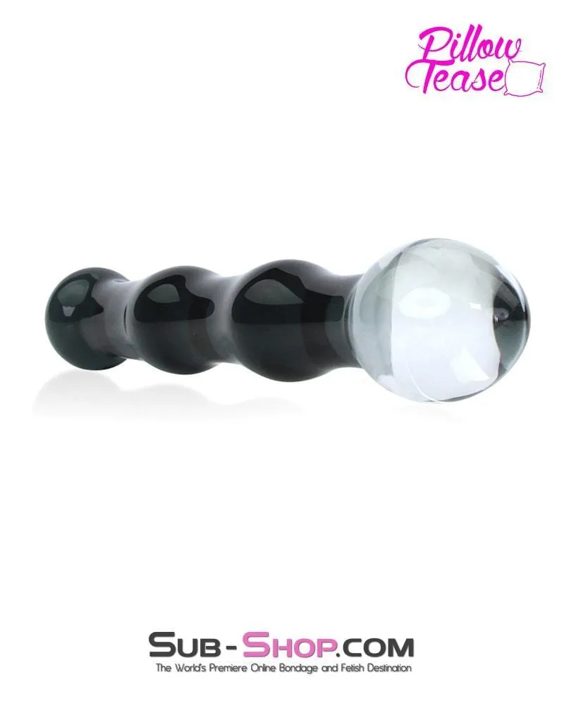 0230E      Black Ripple Double Ended Glass Dildo - LAST CHANCE - Final Closeout!