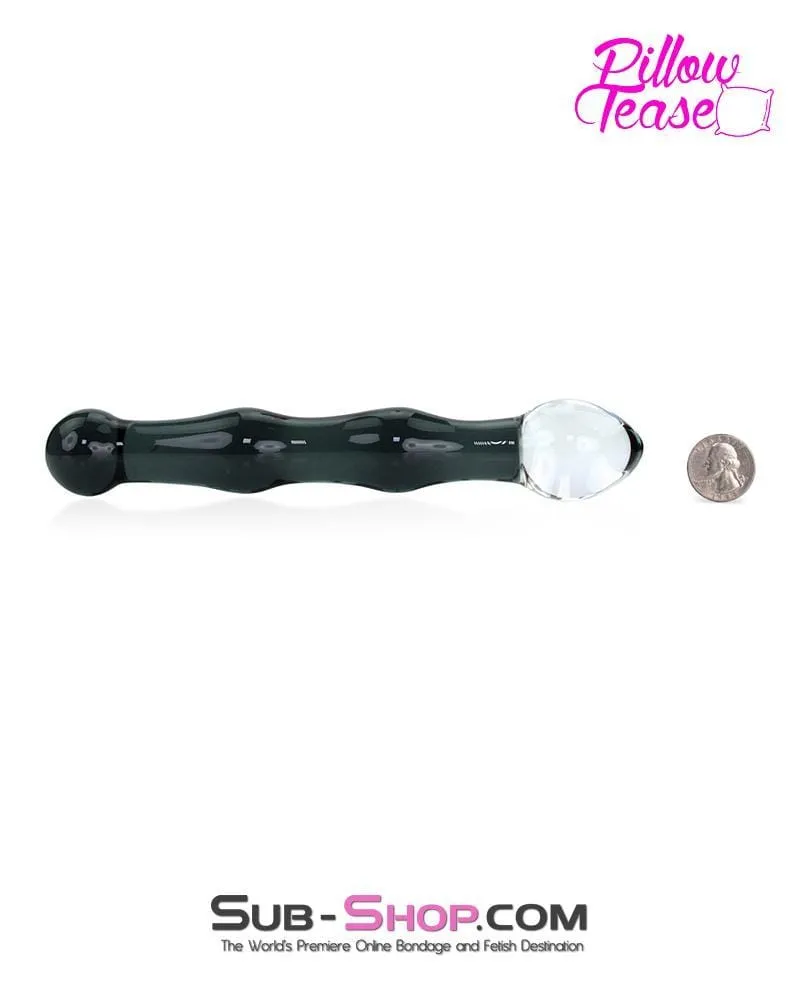 0230E      Black Ripple Double Ended Glass Dildo - LAST CHANCE - Final Closeout!