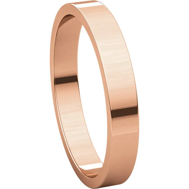 10k Rose Gold 3mm Flat Band, Size 7