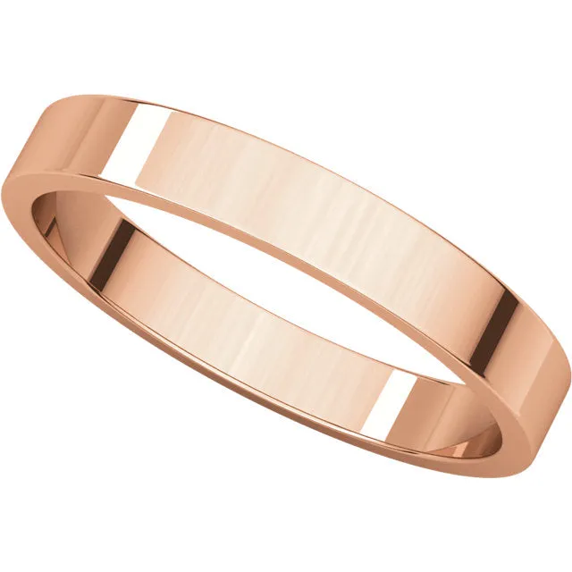 10k Rose Gold 3mm Flat Band, Size 7