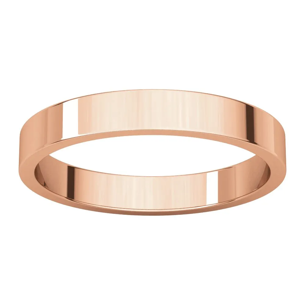 10k Rose Gold 3mm Flat Band, Size 7