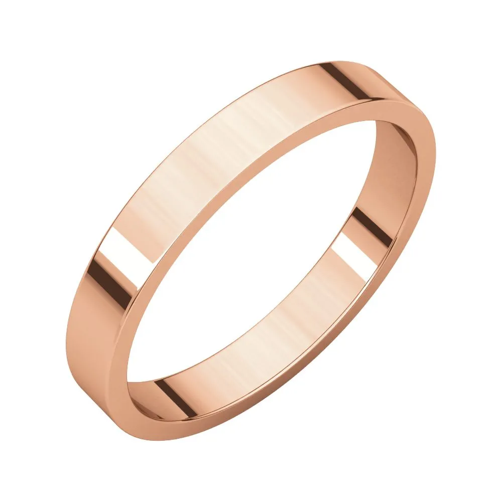 10k Rose Gold 3mm Flat Band, Size 7