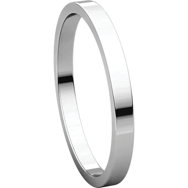 10k White Gold 2mm Flat Band, Size 8
