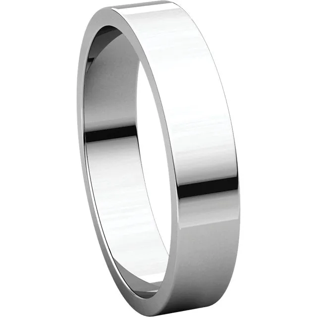 10k White Gold 4mm Flat Band, Size 6