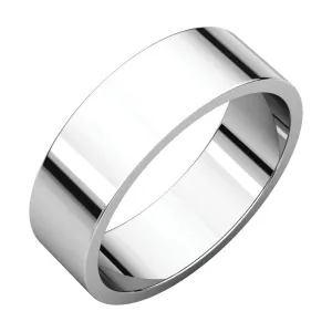 10k White Gold 6mm Flat Band, Size 8