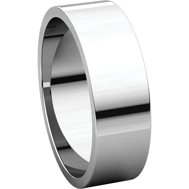 10k White Gold 6mm Flat Band, Size 8