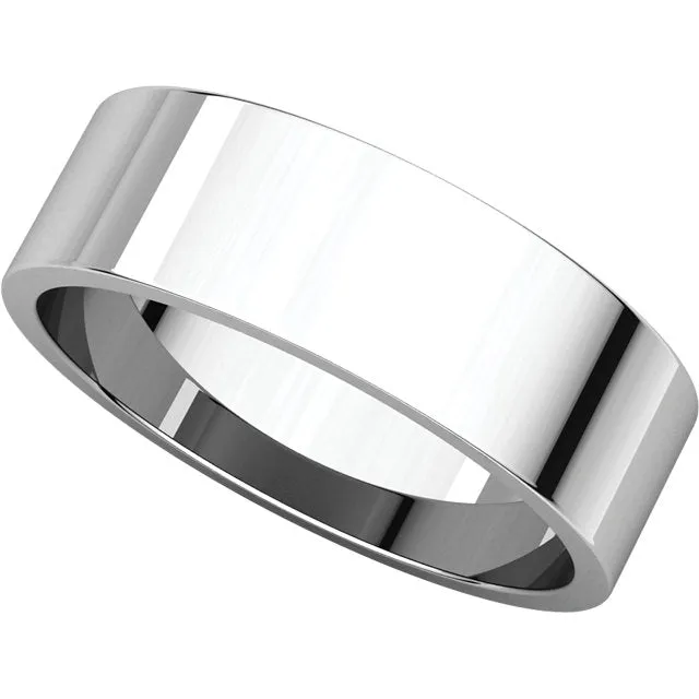 10k White Gold 6mm Flat Band, Size 8