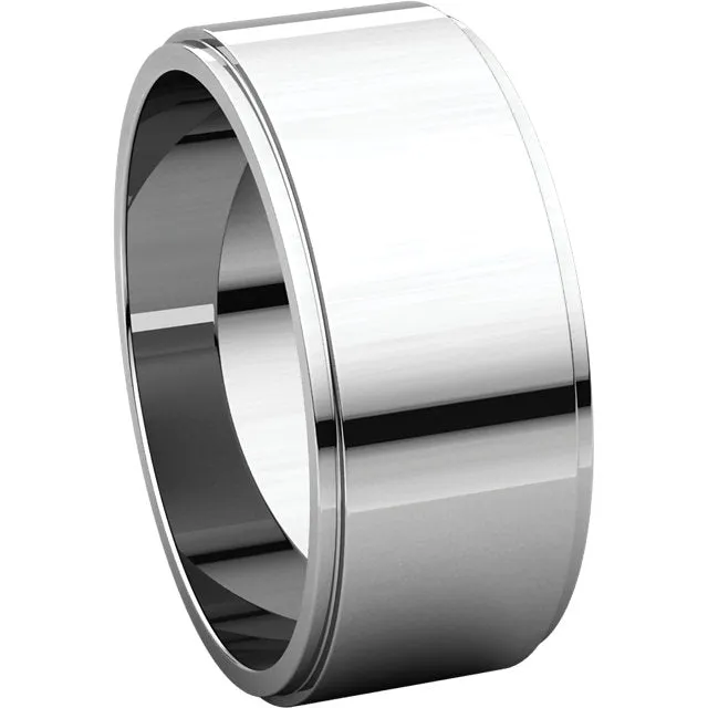 10k White Gold 8mm Flat Edge Band, Size 11