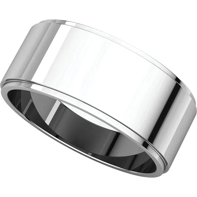 10k White Gold 8mm Flat Edge Band, Size 11