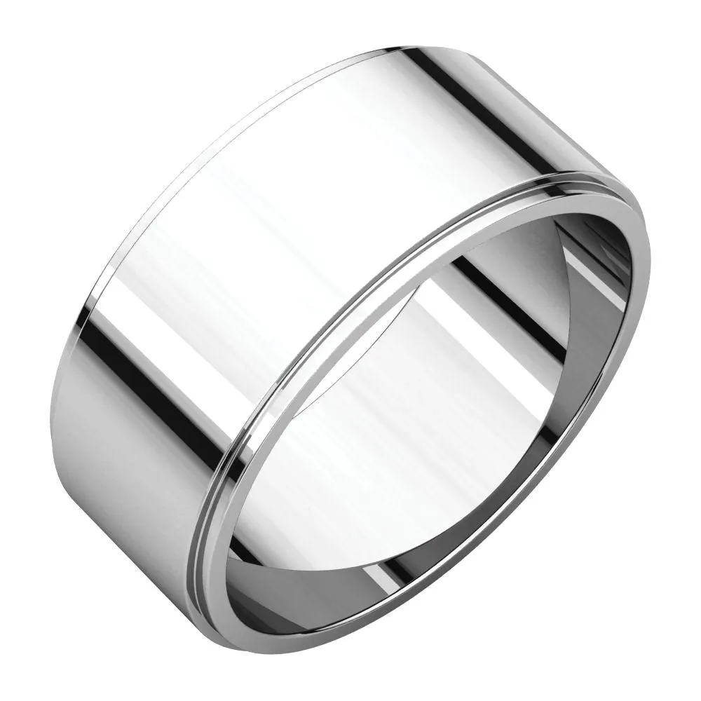 10k White Gold 8mm Flat Edge Band, Size 11