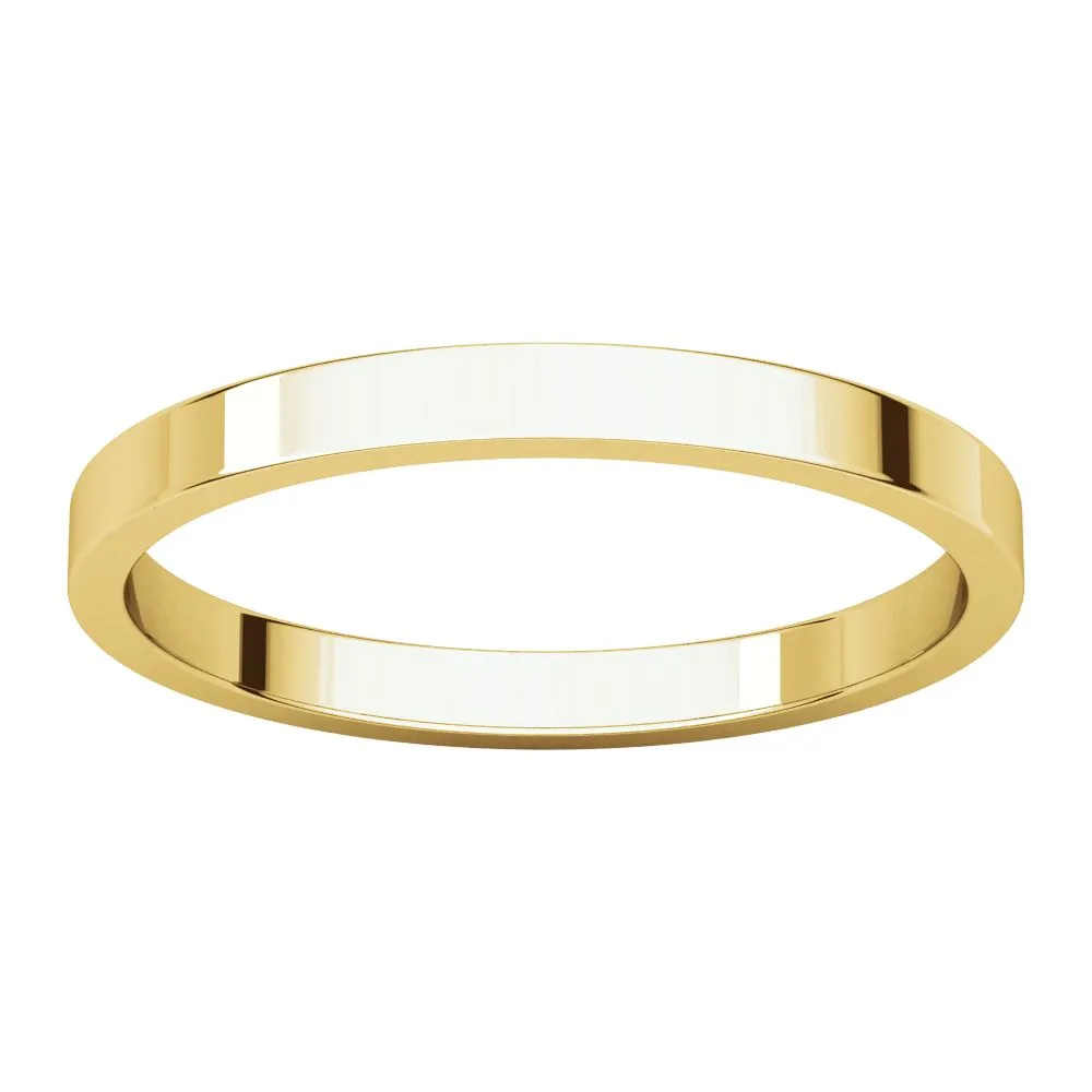 10k Yellow Gold 2mm Flat Band, Size 4