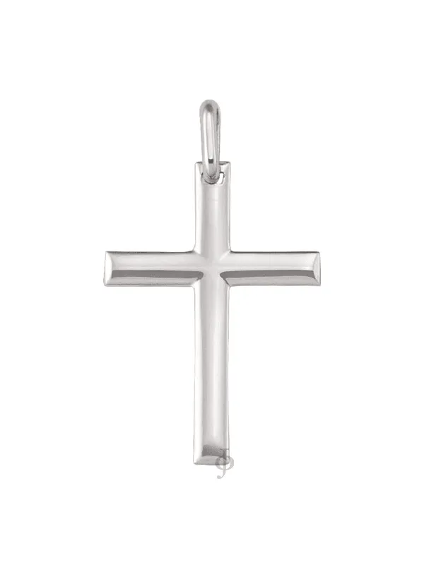 14 Karat White Gold Religious Classic Italian Cross
