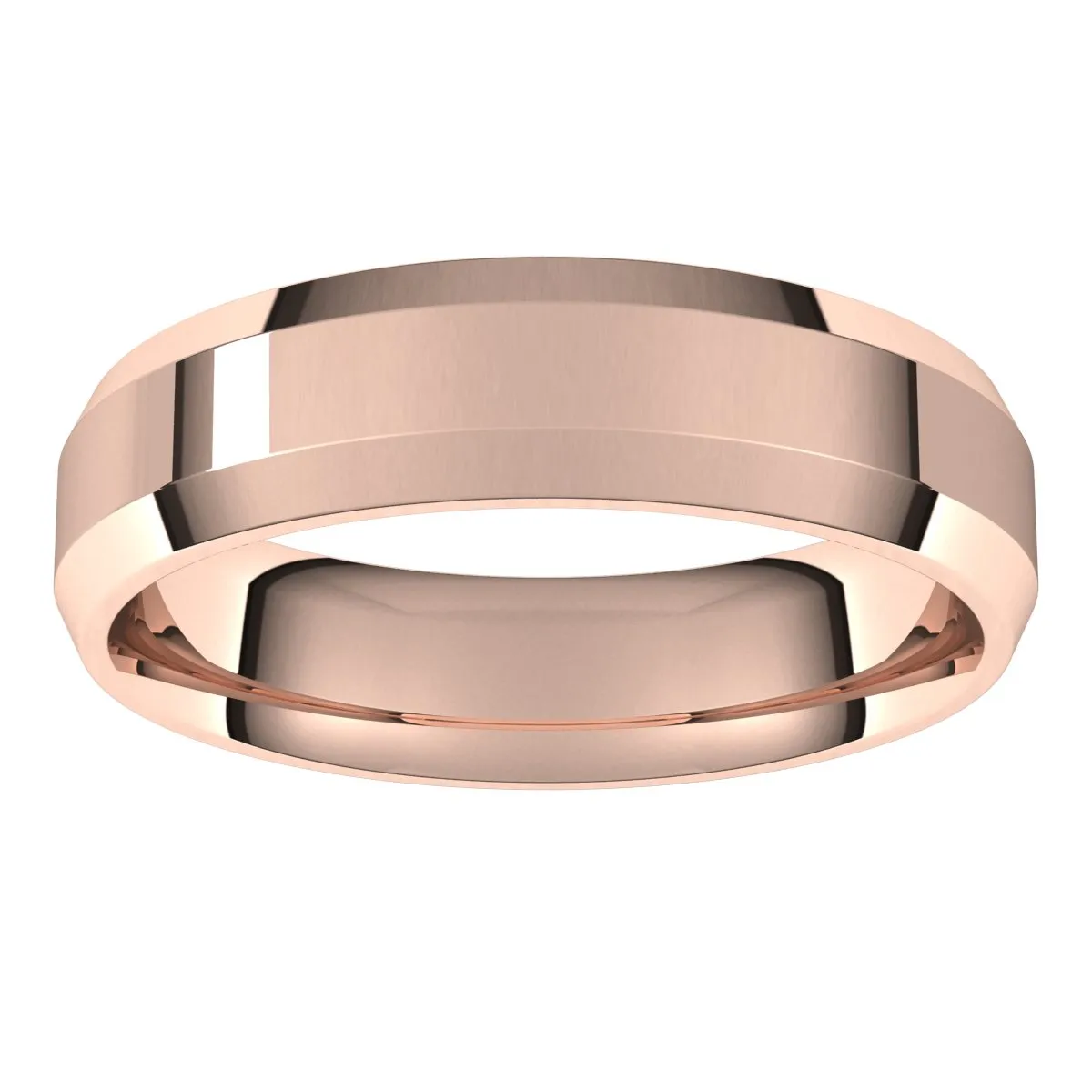 14K Rose 5 mm Beveled Edge Comfort Fit Light Band