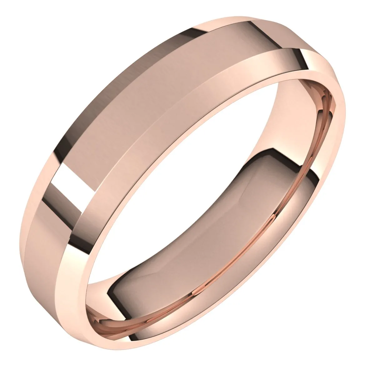 14K Rose 5 mm Beveled Edge Comfort Fit Light Band