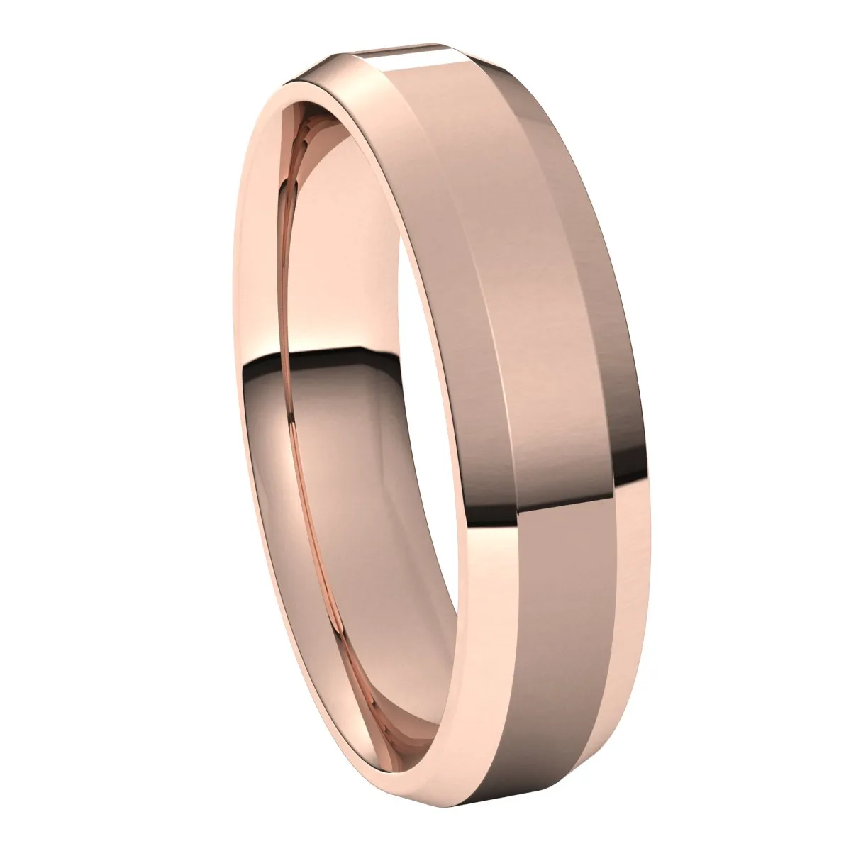 14K Rose 5 mm Beveled Edge Comfort Fit Light Band