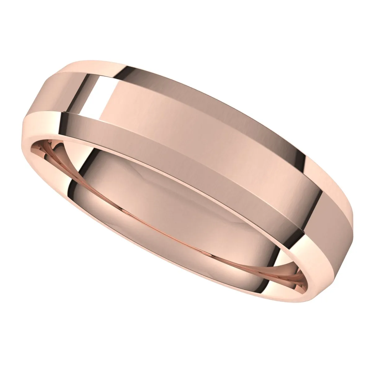 14K Rose 5 mm Beveled Edge Comfort Fit Light Band