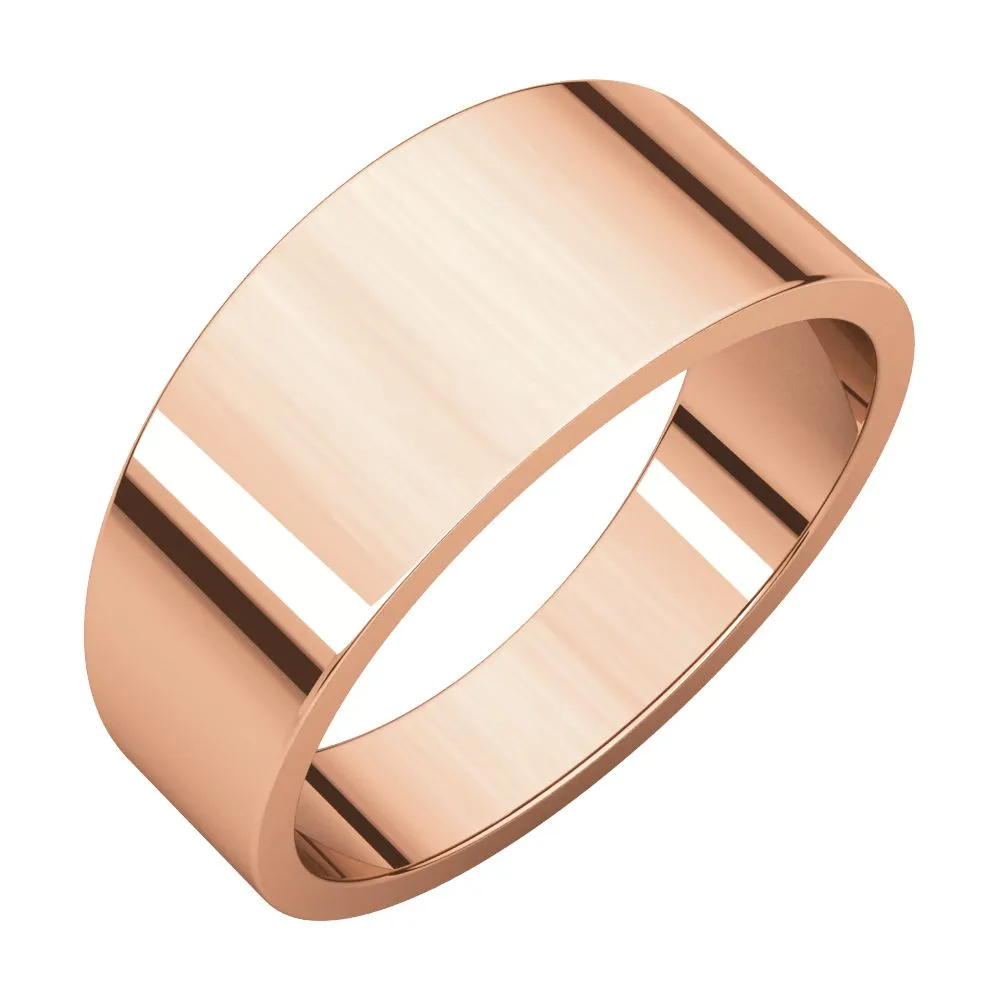 14k Rose Gold 10mm Flat Tapered Band, Size 6