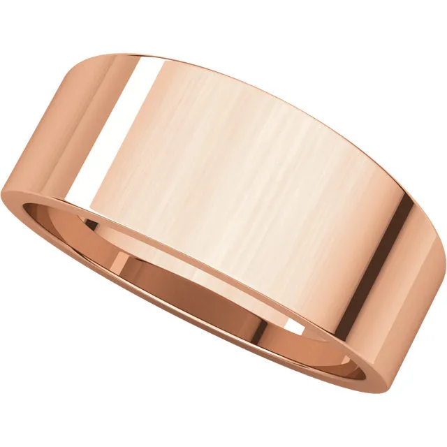 14k Rose Gold 10mm Flat Tapered Band, Size 6