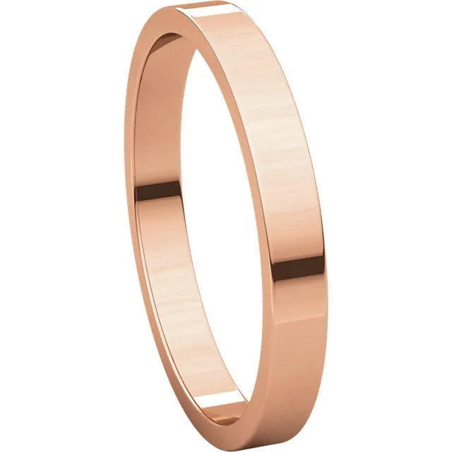 14k Rose Gold 2.5mm Flat Band, Size 5