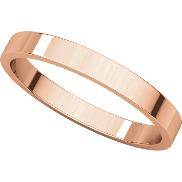 14k Rose Gold 2.5mm Flat Band, Size 5