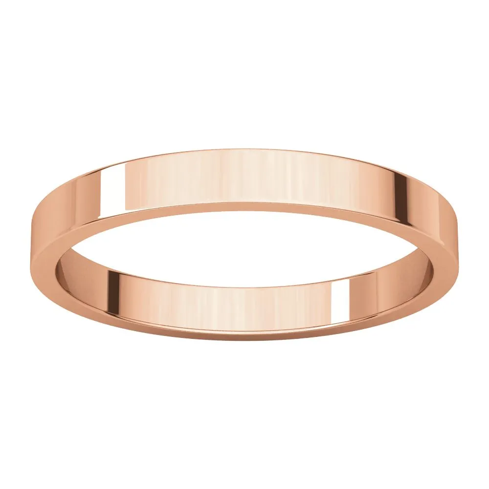 14k Rose Gold 2.5mm Flat Band, Size 5