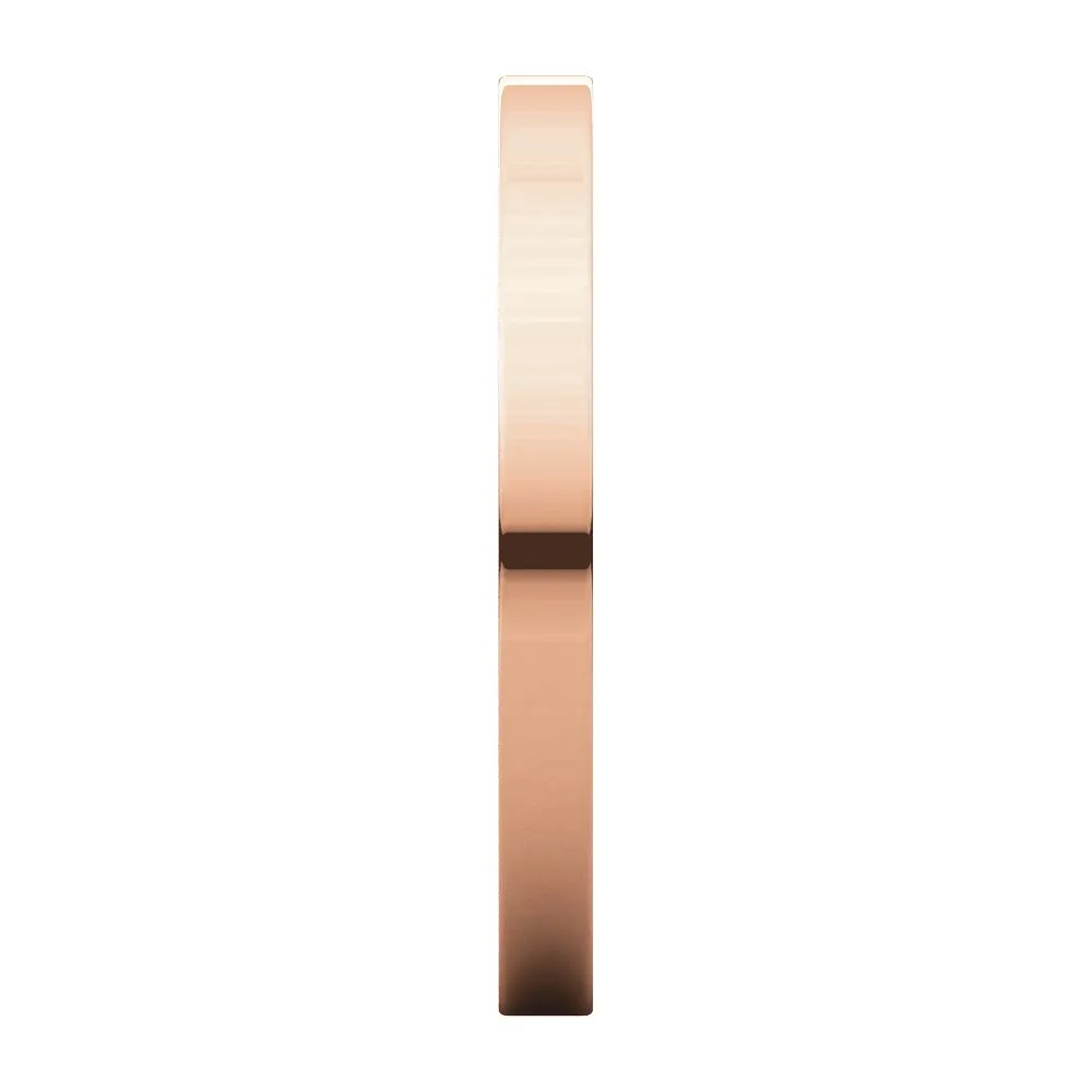 14k Rose Gold 2mm Flat Band, Size 8.5