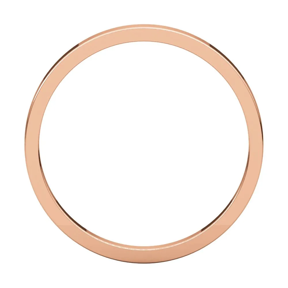 14k Rose Gold 2mm Flat Band, Size 8.5