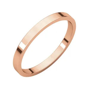14k Rose Gold 2mm Flat Band, Size 8.5
