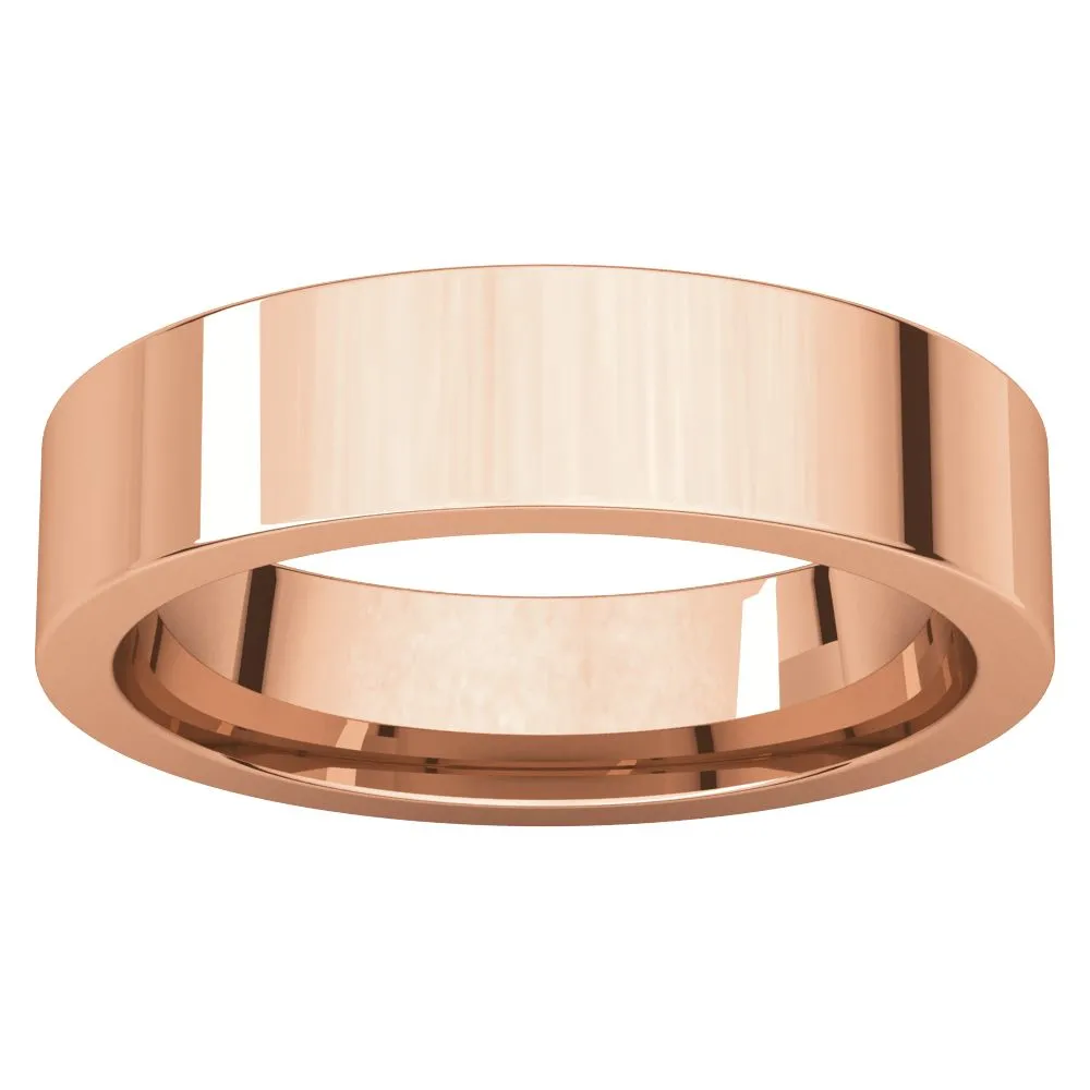 14k Rose Gold 5mm Flat Comfort Fit Band, Size 8