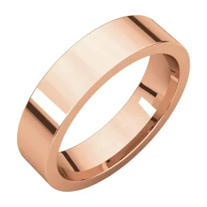 14k Rose Gold 5mm Flat Comfort Fit Band, Size 8