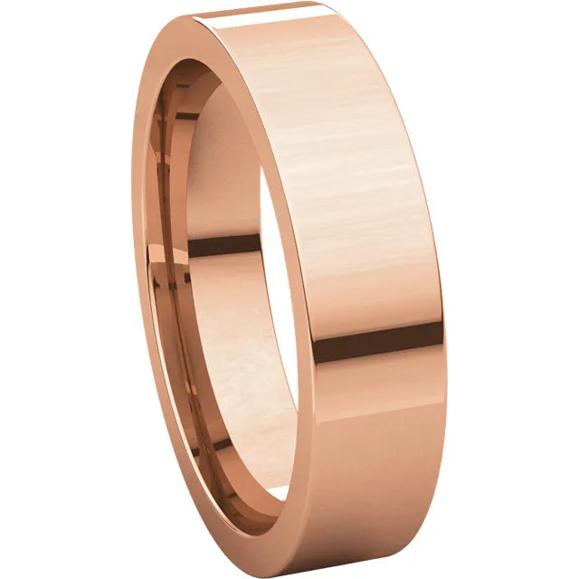 14k Rose Gold 5mm Flat Comfort Fit Band, Size 8