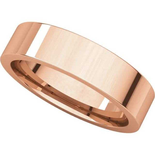 14k Rose Gold 5mm Flat Comfort Fit Band, Size 8