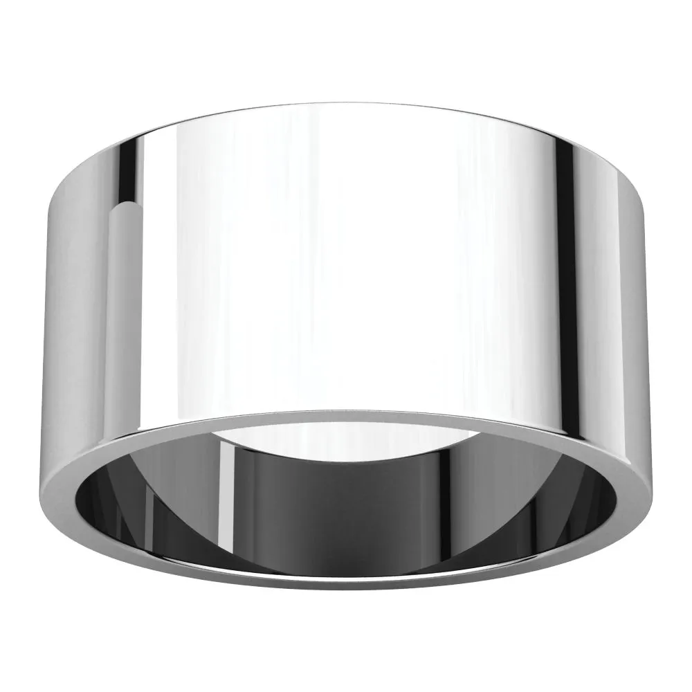14k White Gold 10mm Flat Band, Size 10