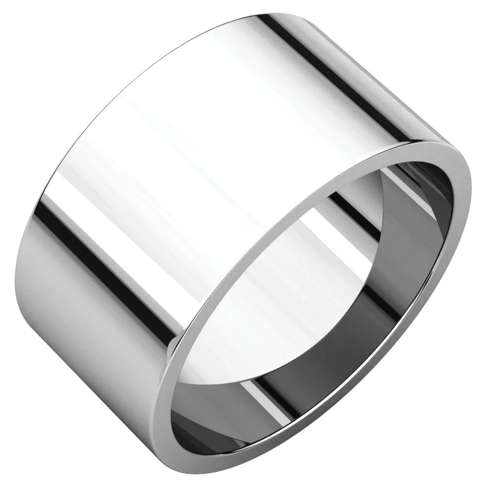 14k White Gold 10mm Flat Band, Size 10