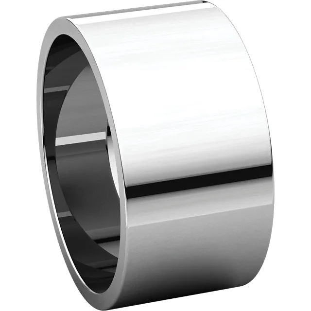 14k White Gold 10mm Flat Band, Size 10