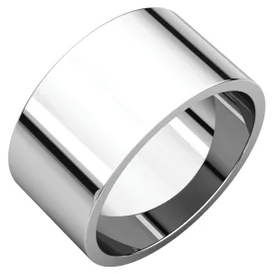 14k White Gold 10mm Flat Band, Size 10