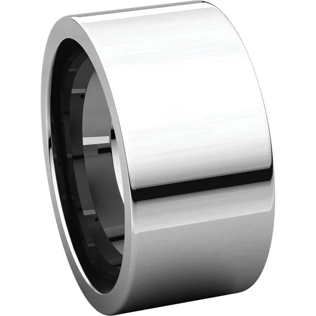 14k White Gold 10mm Flat Comfort Fit Band, Size 11