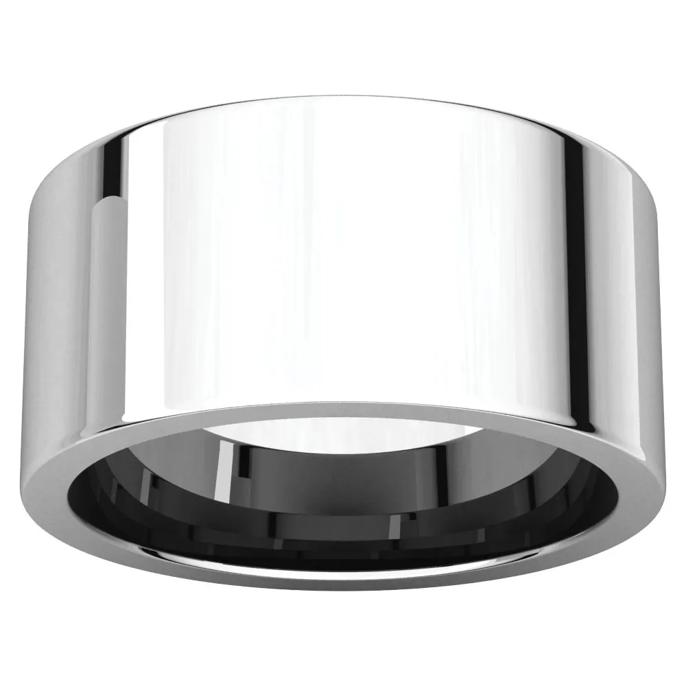14k White Gold 10mm Flat Comfort Fit Band, Size 11