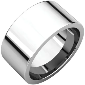 14k White Gold 10mm Flat Comfort Fit Band, Size 11