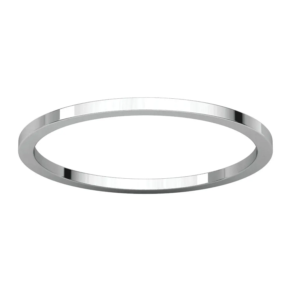 14k White Gold 1mm Flat Band, Size 6