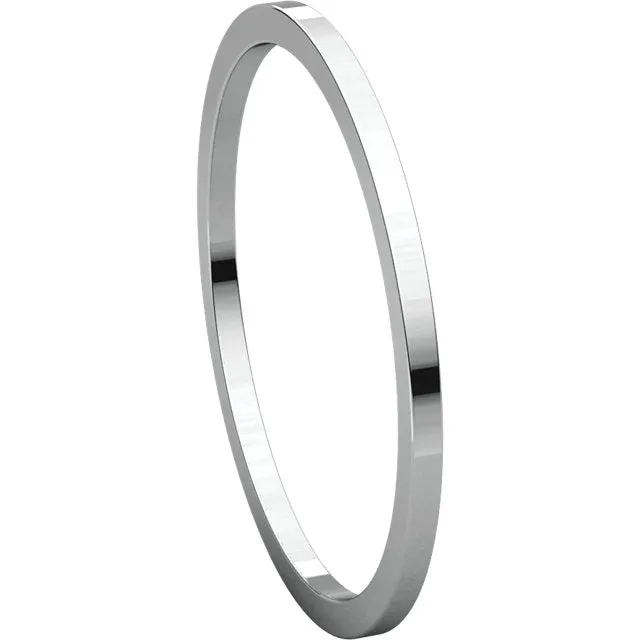 14k White Gold 1mm Flat Band, Size 6