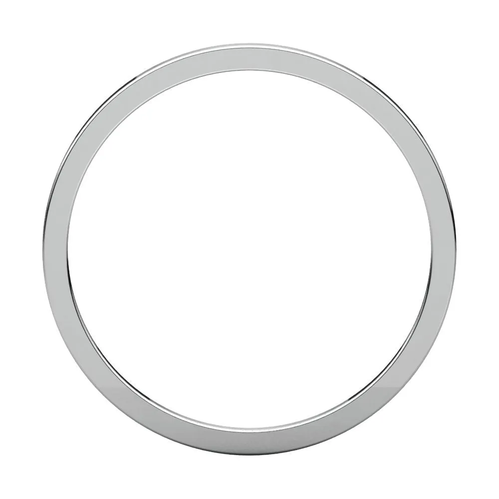 14k White Gold 1mm Flat Band, Size 6