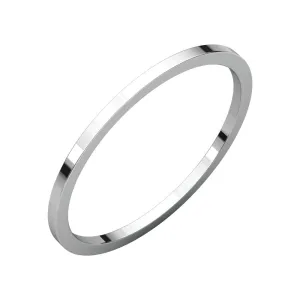 14k White Gold 1mm Flat Band, Size 6