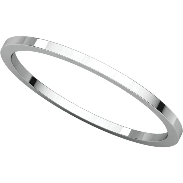 14k White Gold 1mm Flat Band, Size 6