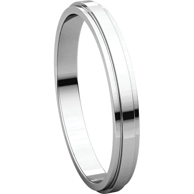 14k White Gold 2.5mm Flat Edge Band, Size 5.5
