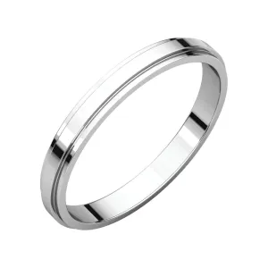 14k White Gold 2.5mm Flat Edge Band, Size 5.5