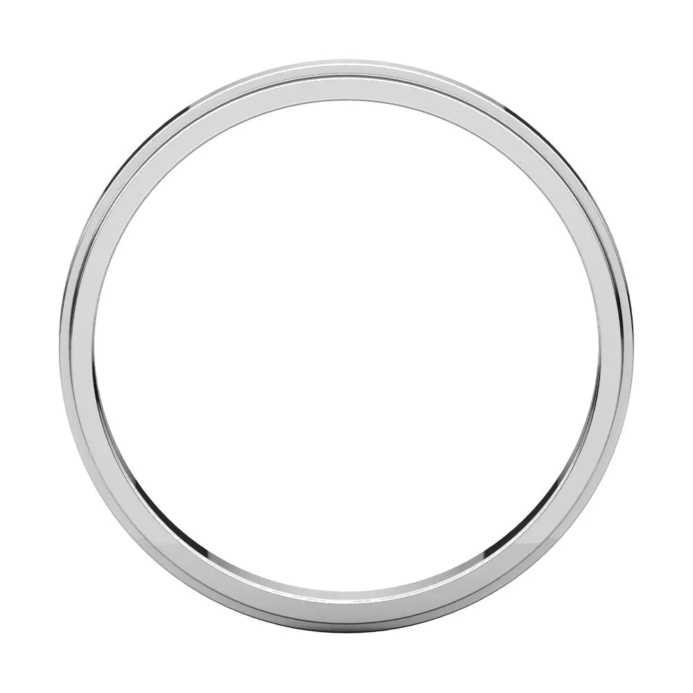 14k White Gold 2.5mm Flat Edge Band, Size 5.5