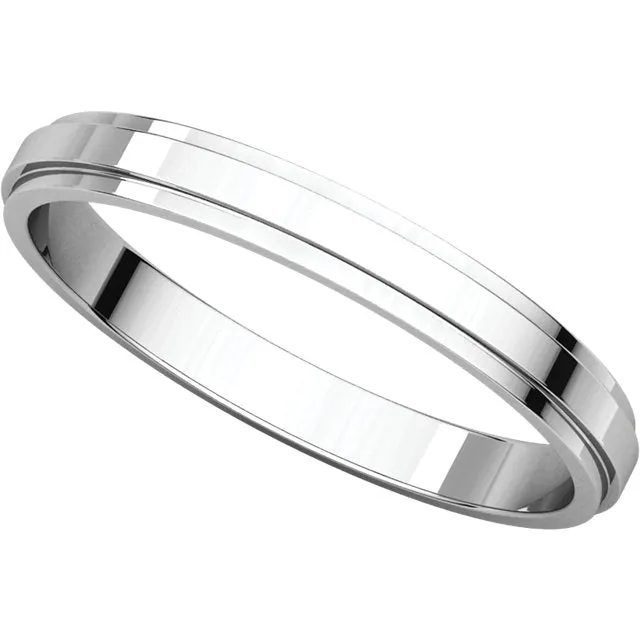 14k White Gold 2.5mm Flat Edge Band, Size 5.5