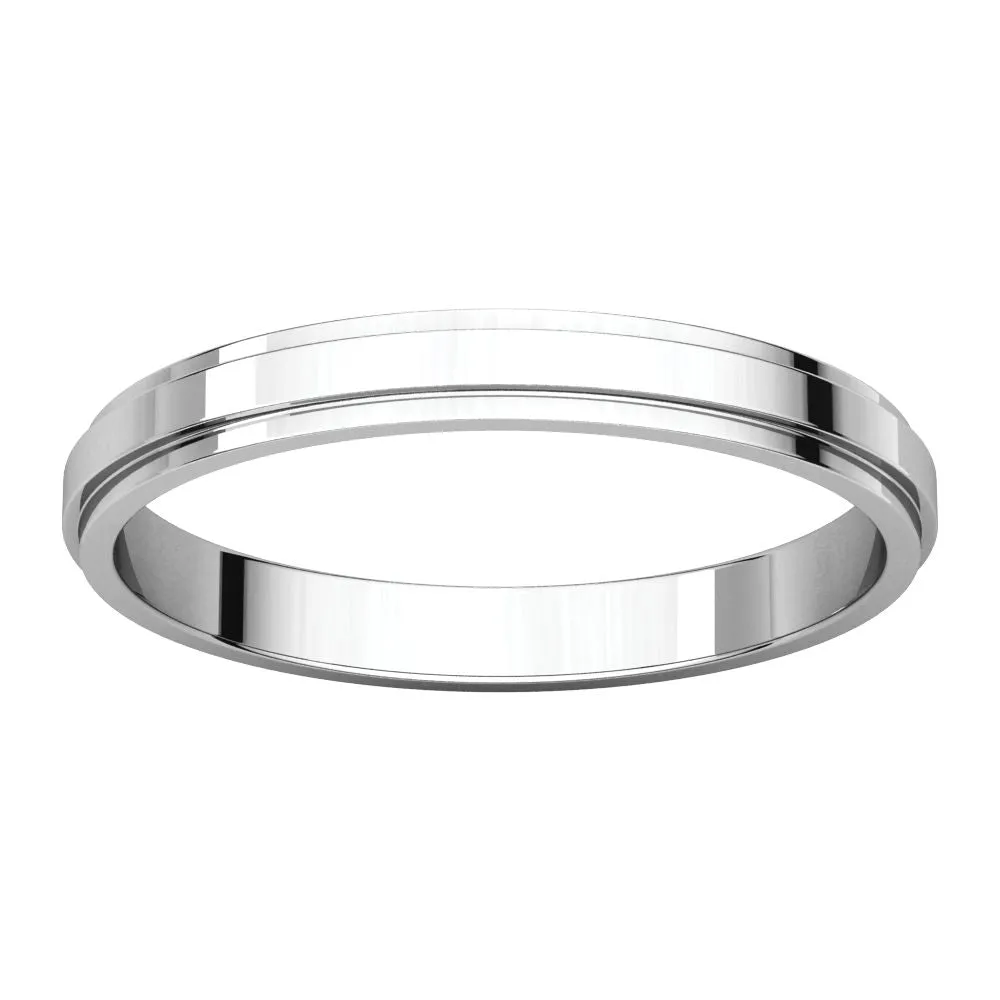 14k White Gold 2.5mm Flat Edge Band, Size 5.5