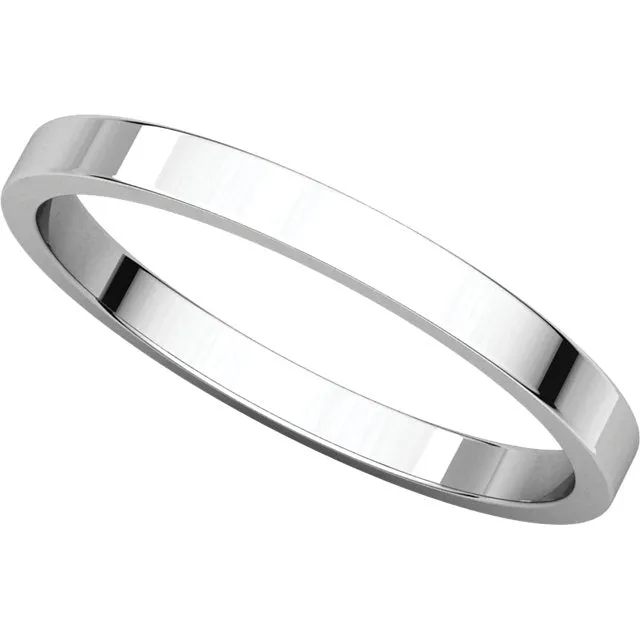 14k White Gold 2mm Flat Band, Size 4.5